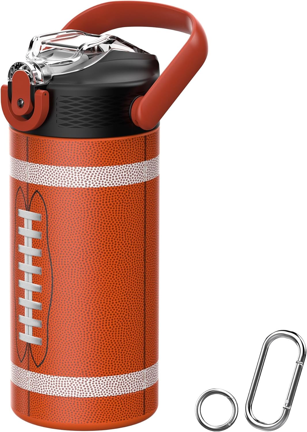 MYFOREST 14oz/400ml Insulated Kids Water Bottle, Odor-Free Surgical Grade Liner, Dishwasher-Safe, Name Spot, Soft Sipper, Gift for Sports Fan (American Football 2)