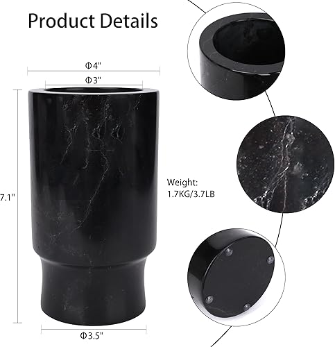 Miniatura 2 de WORHE Florero de mármol natural de primera calidad para cocina, oficina, sala de estar, centros de mesa, jarrones decorativos modernos para