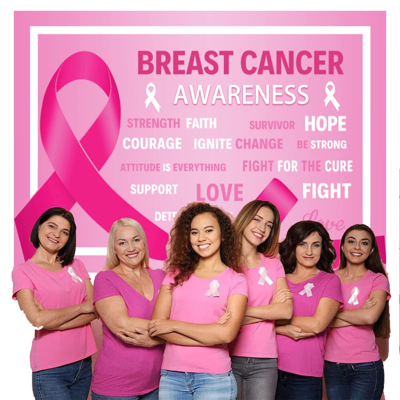 Breast Cancer Awareness Banner & Backdrop – Pink Ribbon Decor For Charity Events & Parties - View #2