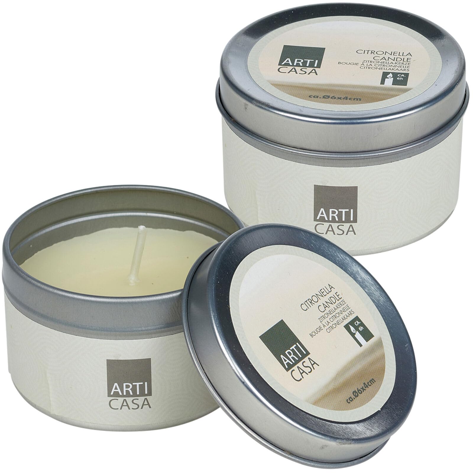 URBNLIVING Set of 2/4/6 Pcs Citronella Scented Travel Candle Tins - Fragranced Outdoor Long-Lasting Burning Candles for Body Relaxation, Aromatherapy, Yoga, Mother Day, Valentine Day, Natural
