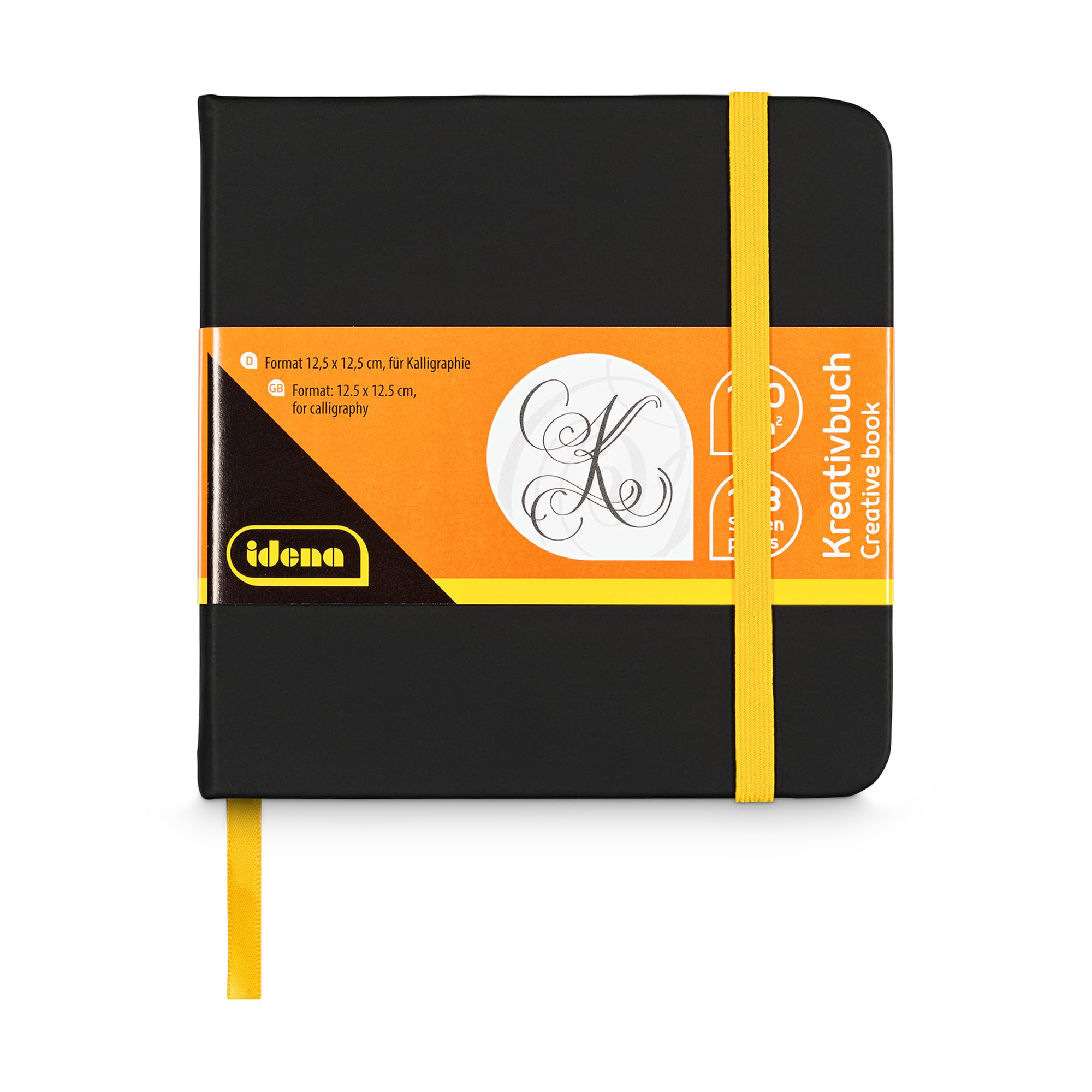 Idena 60075 Calligraphy Paper in Square Format 12.5 x 12.5 cm, Notebook with 128 Blank Pages 140 g/m², for Hand Lettering and Writing Enthusiasts