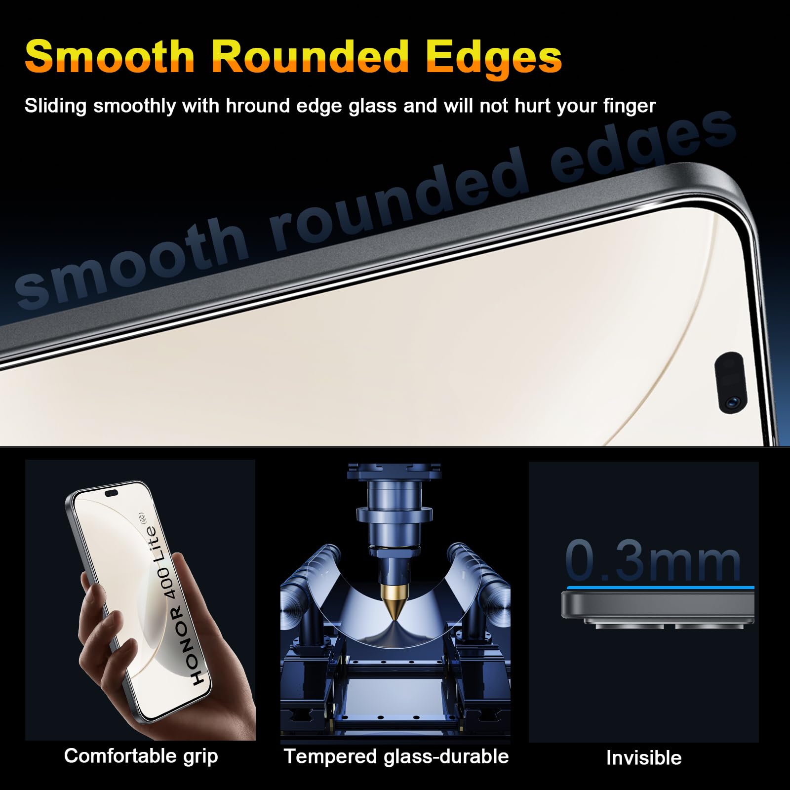 QULLOO Verre Trempé pour Honor 400 Lite 5G, 3 Pièces Protecteur D'écran et 2 Pièces Caméra Arrière Protecteur, 9H Dureté Film Protection Écran HD Clarté Anti Rayures Vitre Protection