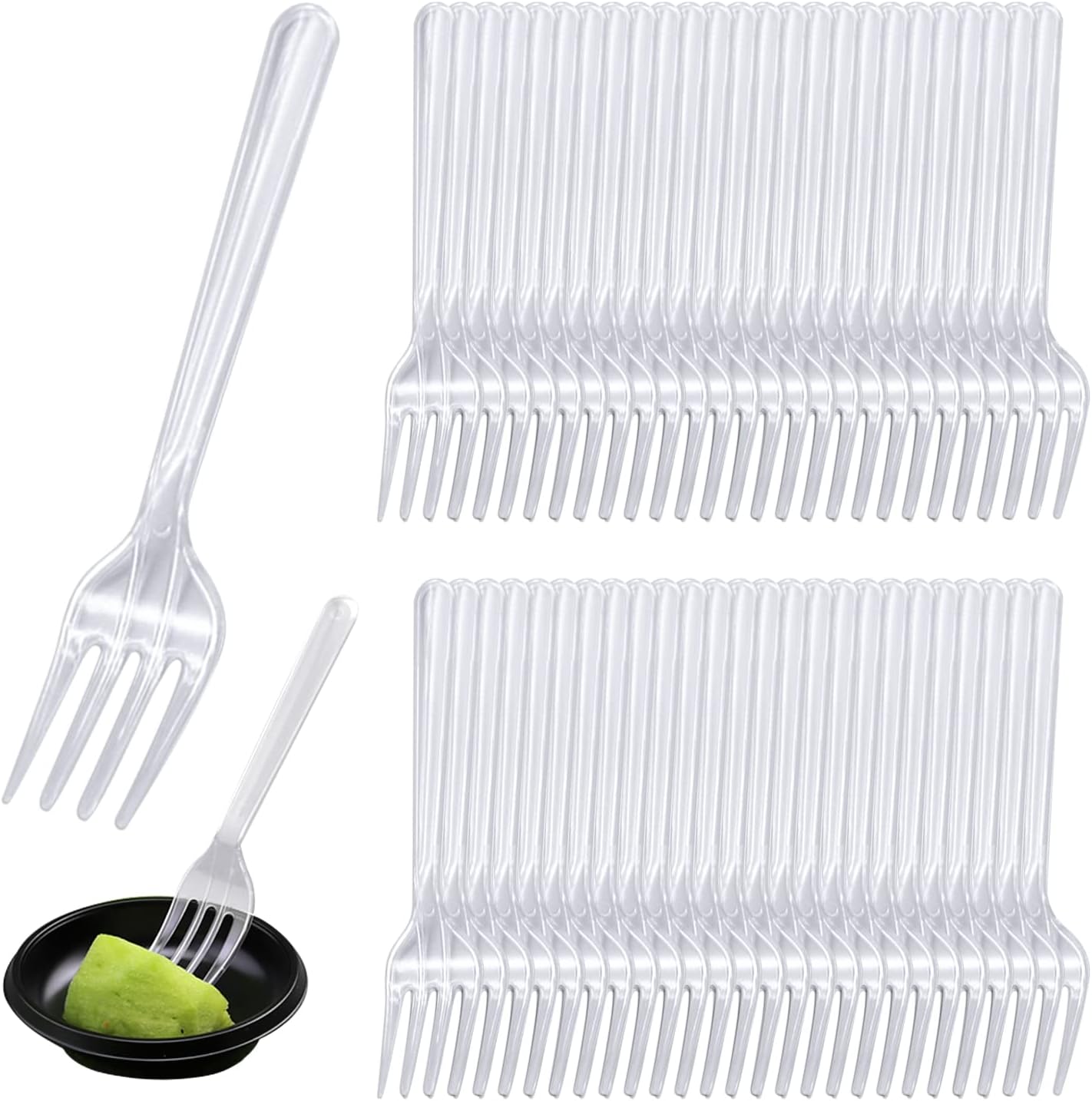 Pack of 50 Reusable Clear Forks Party Flatware Cake Forks for Indoor