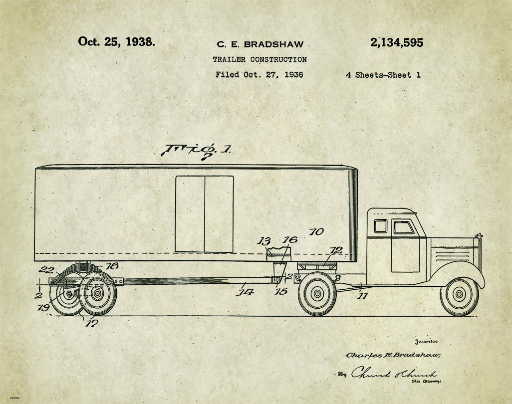 Mack Truck Set of 8 Digital Download Patent Prints Printable Mack Truck Poster Set Tractor