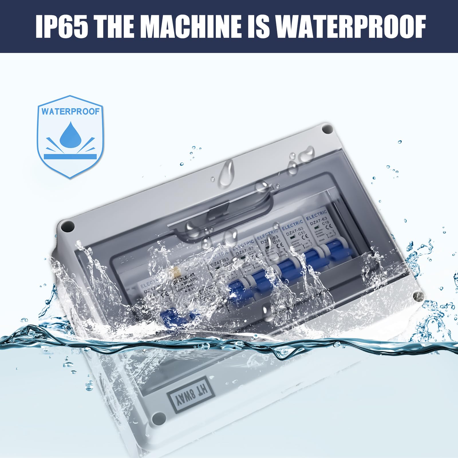Caja de fusibles, caja de distribución, distribuidor de corriente para construcción, distribuidor de pared con interruptor de protección Fi, IP65, resistente al agua, distribuidor de corriente para