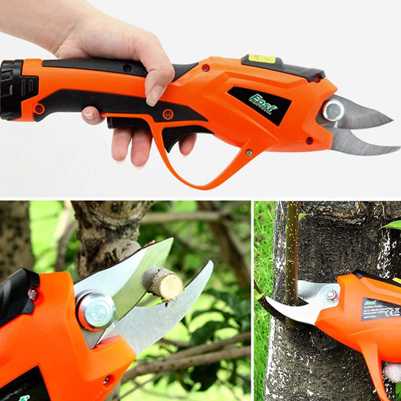 Cesoie elettriche per potatura senza fili, cesoie elettriche professionali CC 21V con cesoie per alberi alimentate a batteria al litio ricaricabile per alberi da frutto Troncarami da giardino Giardin