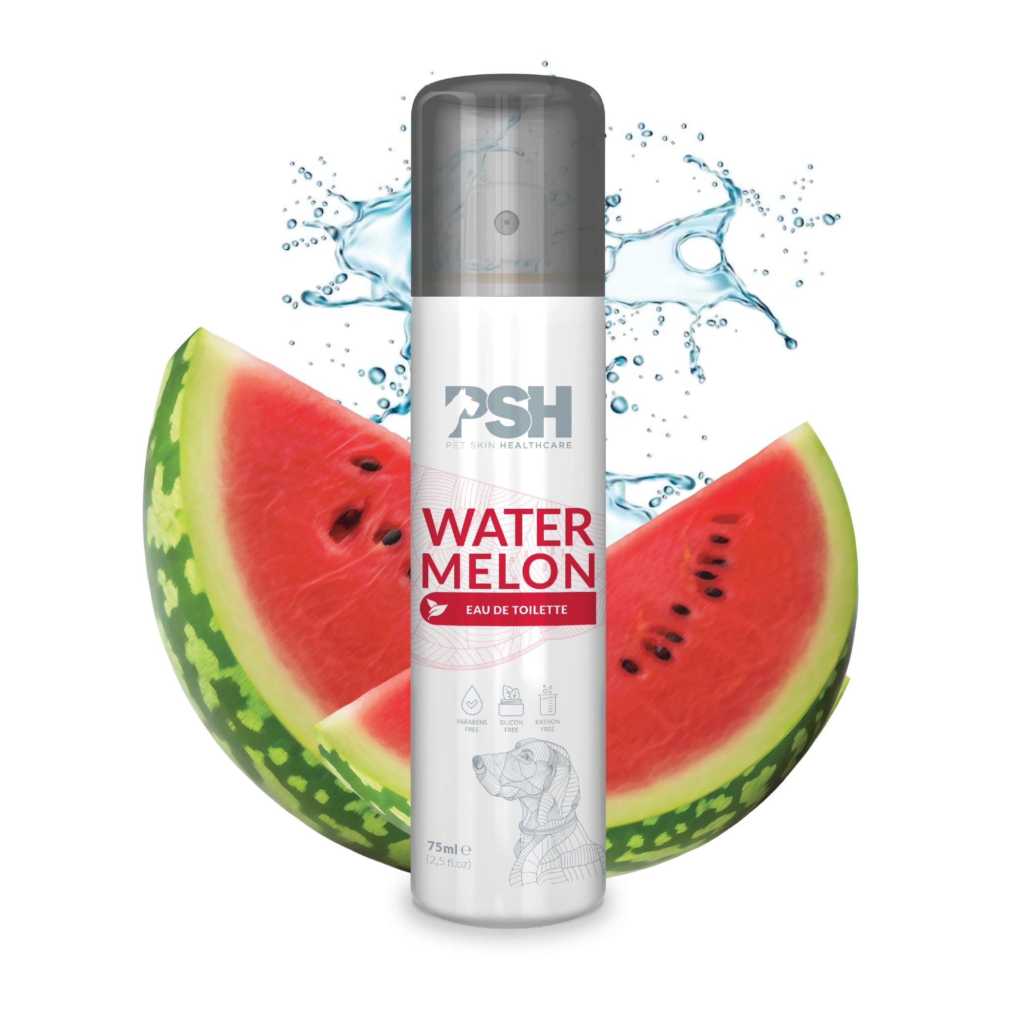 PSH PET SKIN HEALTHCARE Watermelon - Eau de Toilettes Frutales - Agua de Colonia para Perros Fragancia a Sandía sin Alcohol - 75 ml