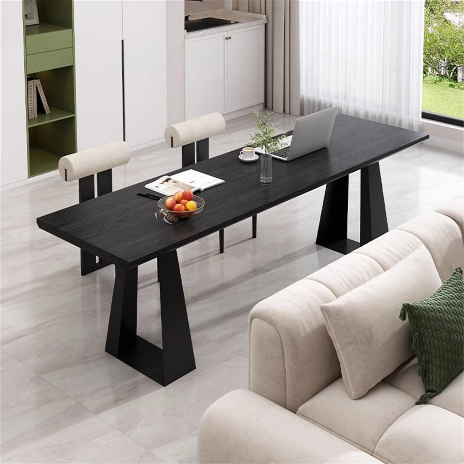 Scrivania Scrivania da Lavoro in Stile Semplice e Moderno, Tavolo Lungo con Struttura in Metallo Dietro Il Divano for Ufficio Domestico Soggiorno Workstation(L)