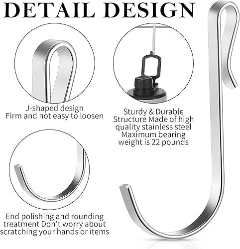 Miniatura 3 de 80 ganchos en J para estantes de alambre de acero inoxidable con clip en estante de alambre de metal, gancho de rejilla para fregadero para exhibir