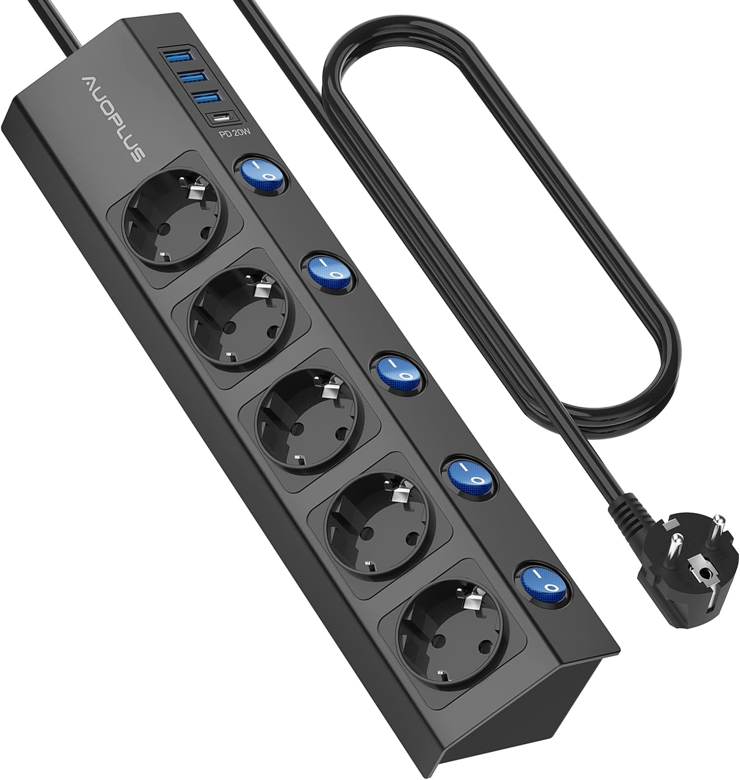 Multiprise Electrique 5 Prises 5 Mètres 2300W 10A[J1633