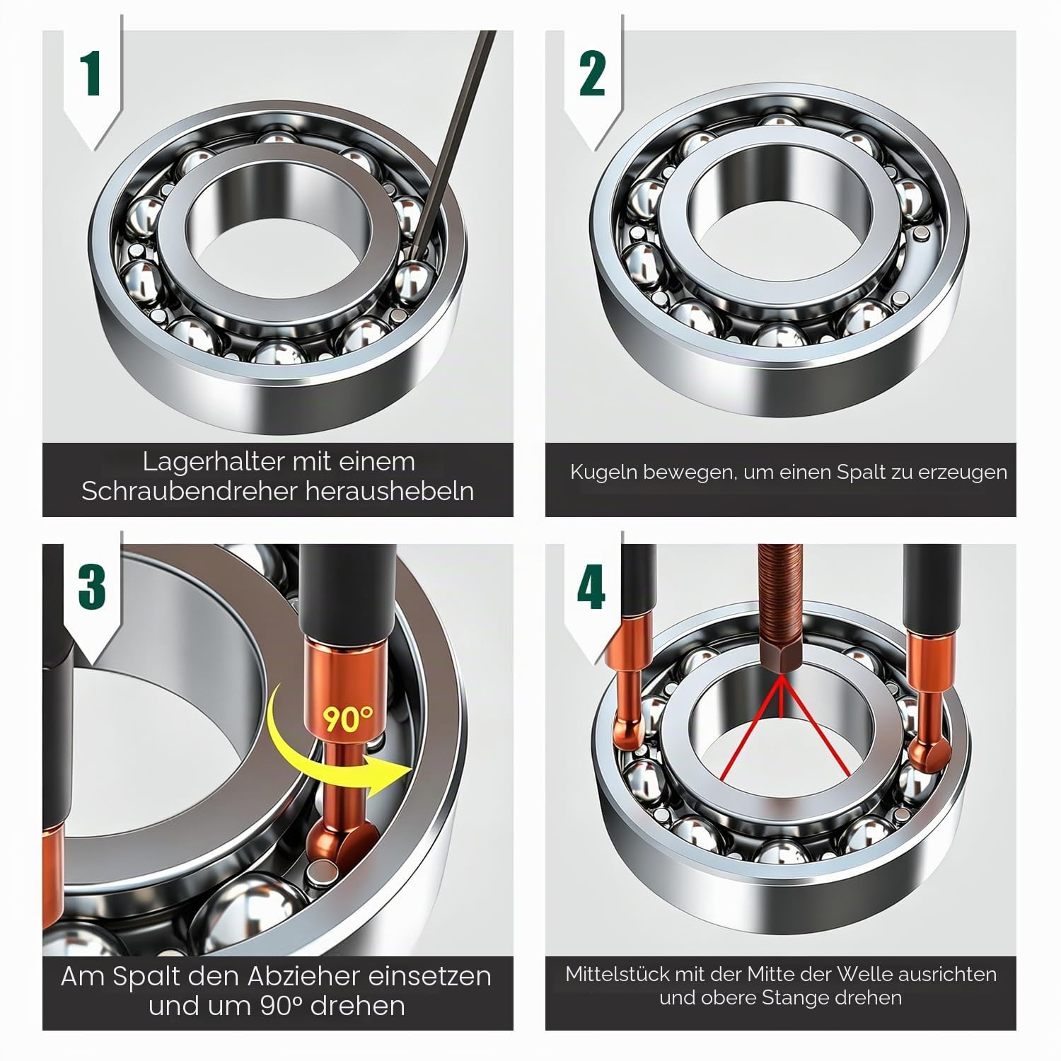 CGOLDENWALL 36-in-1 Kugellager Abzieher Set, mit 6 Sätze Abziehköpfe, 3-Kiefer Hakenziehe, Multifunktionales Lagerabzieher für Mechanische Geräte/Automobil/Fahrrad