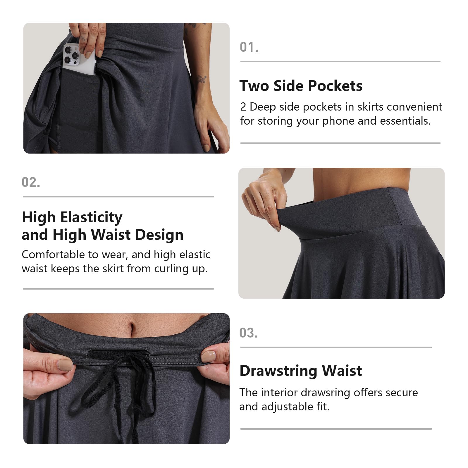 CZRLHYT Falda pantalón para mujer, de cintura alta, para entrenamiento, atlética, con bolsillos