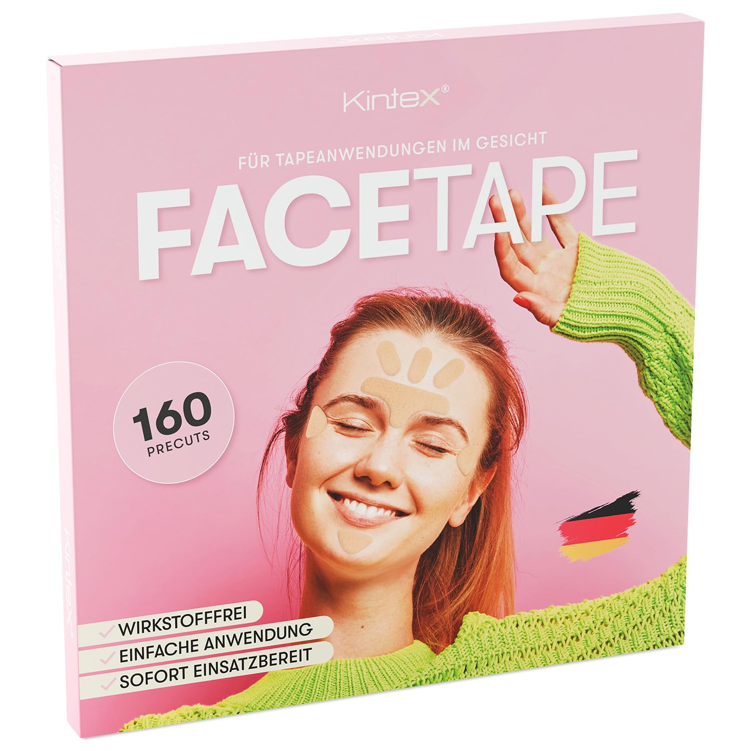 Kintex FaceTape - Nastro pretagliato per parti del viso come fronte, mento e guance, delicato sulla pelle e senza principi attivi