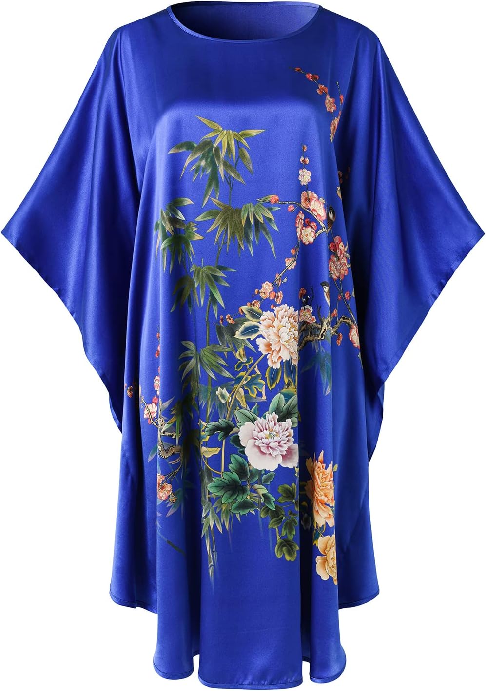 Ledamon Women's 100% Silk Short Robe Bathrobe Nightgown Pajama Sleepwear -Classic Batwing Sleeved