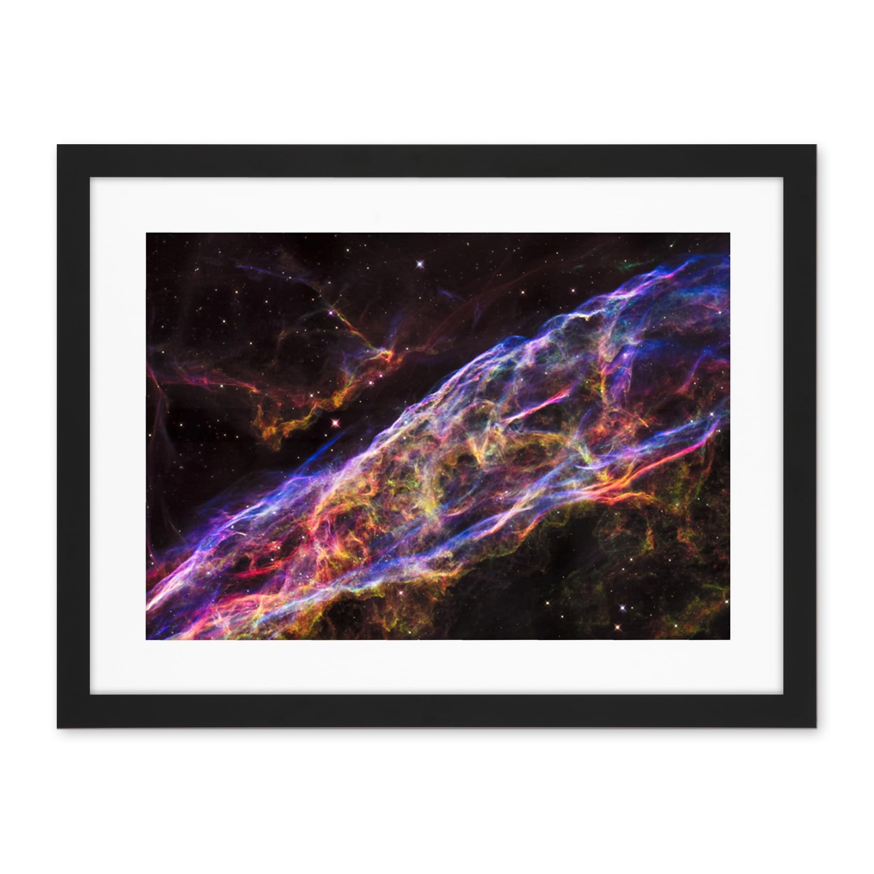 Artery8 Hubble Space Telescope Image Veil Nebula Supernova Remnant Blast Wave Stunning Massive Star Debris Remains Artwork Framed Wall Art Print 18X24 Inch