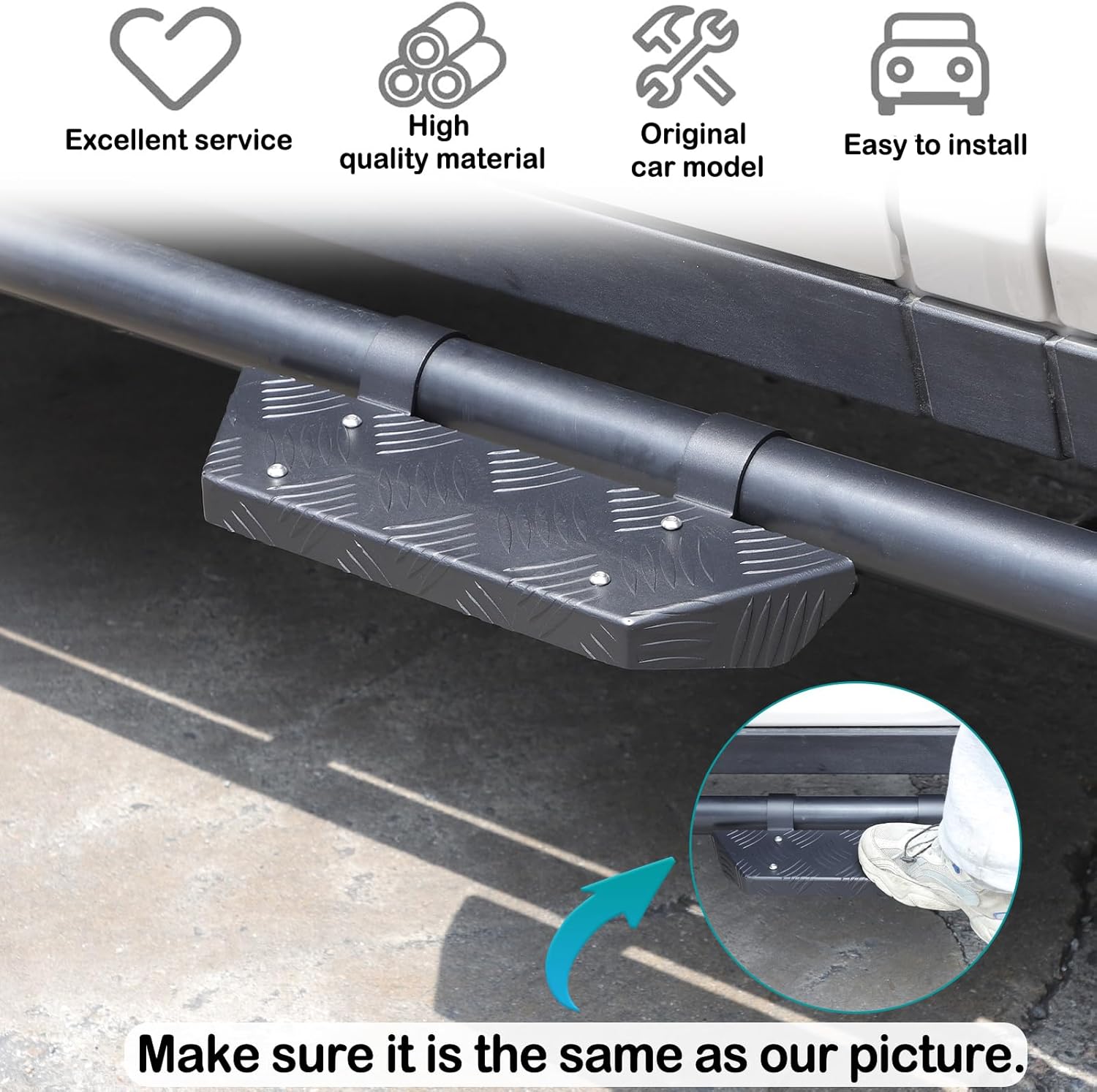 Door Running Boards Side Hoop Steps Foot Pedal Compatible with Ineos Grenadier 2020-2026 Heavy Duty Running Boards Add On Side Steps Bars Hoop Step Accessories (Black)
