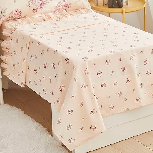 Miniatura 8 de Brandream Juego de ropa de cama para niñas pequeñas, juego de sábanas de 4 piezas en una bolsa, ropa de cama de princesa para niños con sábana