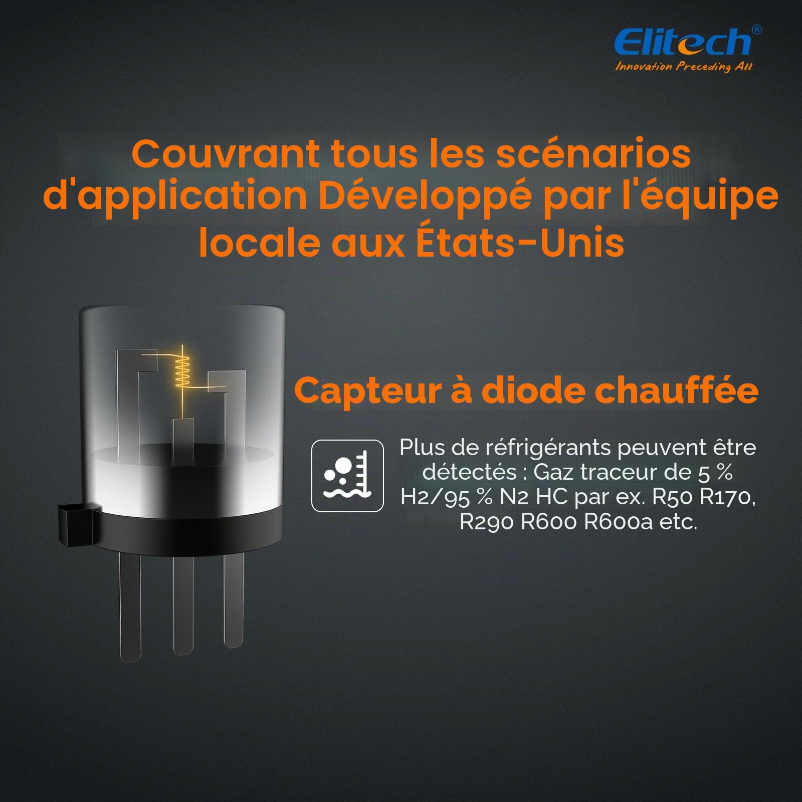 Elitech Détecteur de Fuite de Réfrigérant Diode Chauffée - Outil de Détection de Fuite Halogène pour Climatisation Automobile CVC R32 R404A R134A etc., ILD-100H