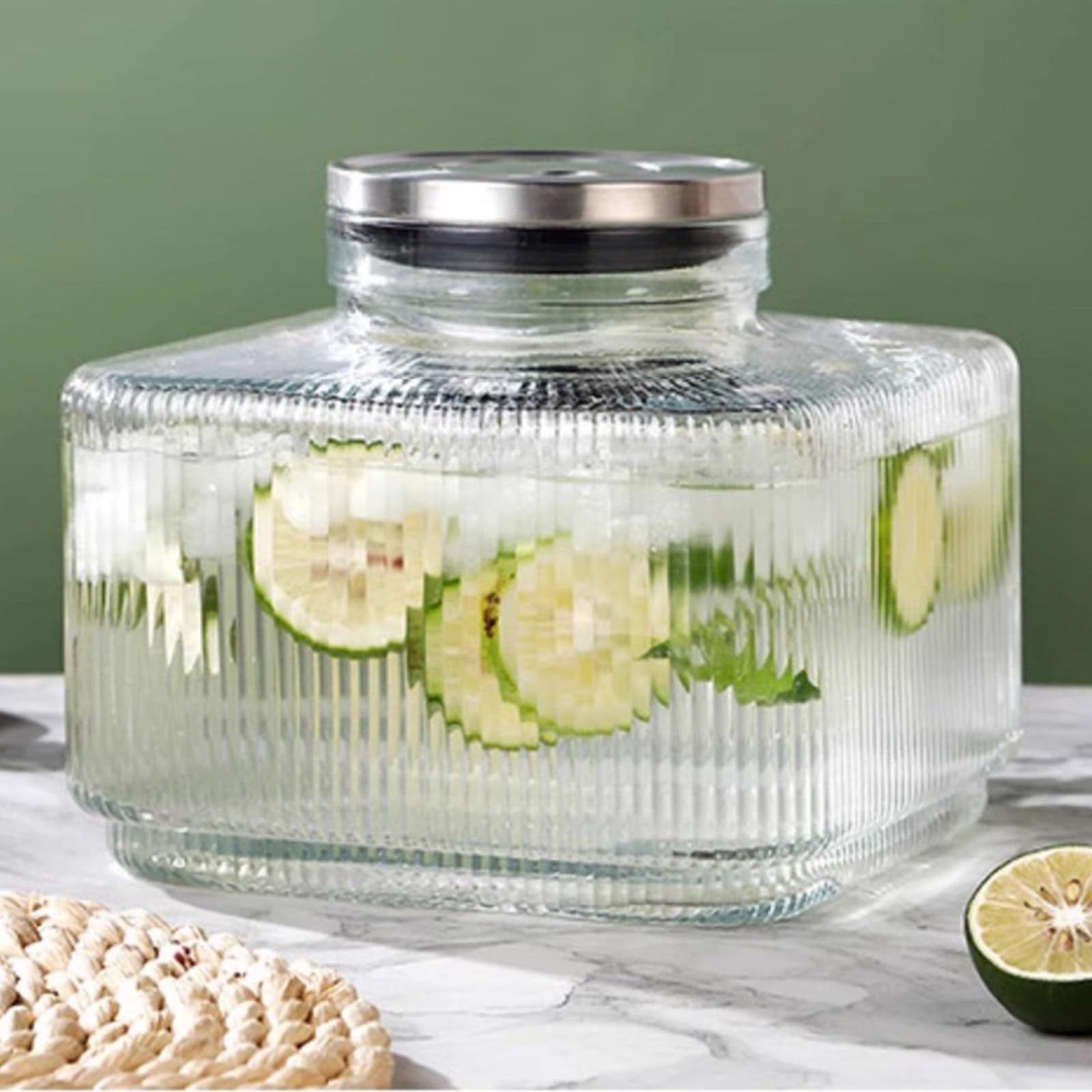 Jarra de agua transparente con tapa de acero inoxidable y diseño de boquilla, botella de agua para fiestas con pivote, jarra de acero inoxidable con tapa de acero inoxidable