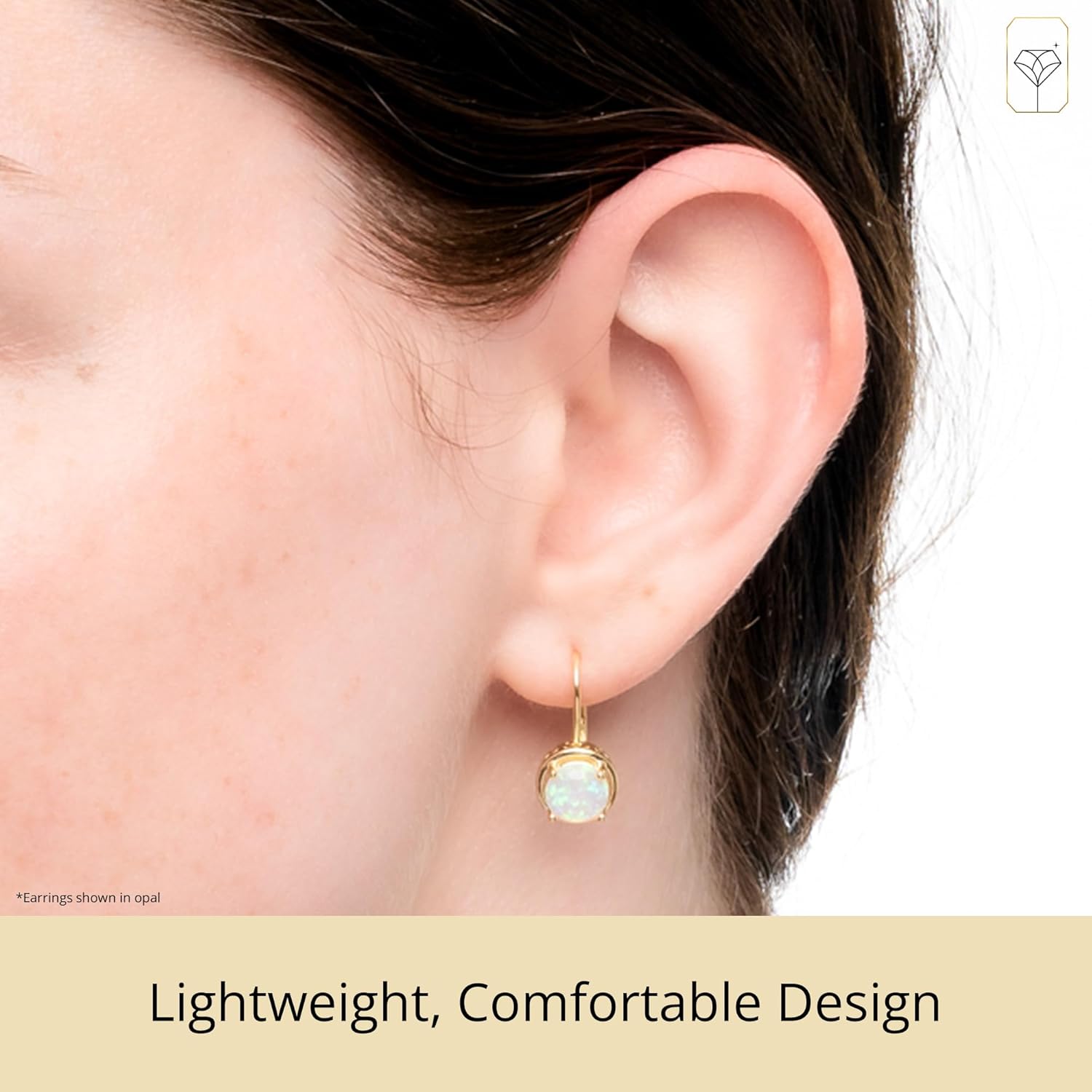 925 Sterling Silver Gemstone Round Dangle Earrings for Women 7mm with 18k Yellow Gold Overlay by MAX + STONE - Image 4