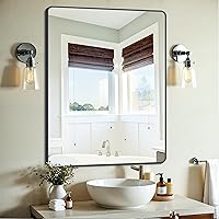 Vista 35 de Espejo de Baño de 30" x 36", Espejo de Pared Negro Mate con Marco de Metal, Espejo Rectangular Decorativo de Tocador para Dormitorio Baño Sala