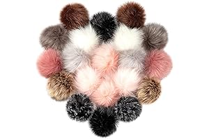 20-Piece Large Faux Fur Pom Poms with Elastic Loop for DIY Crafts
