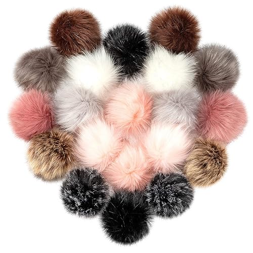 20 Pcs Faux Fur Pom Poms for Hats - 4.5