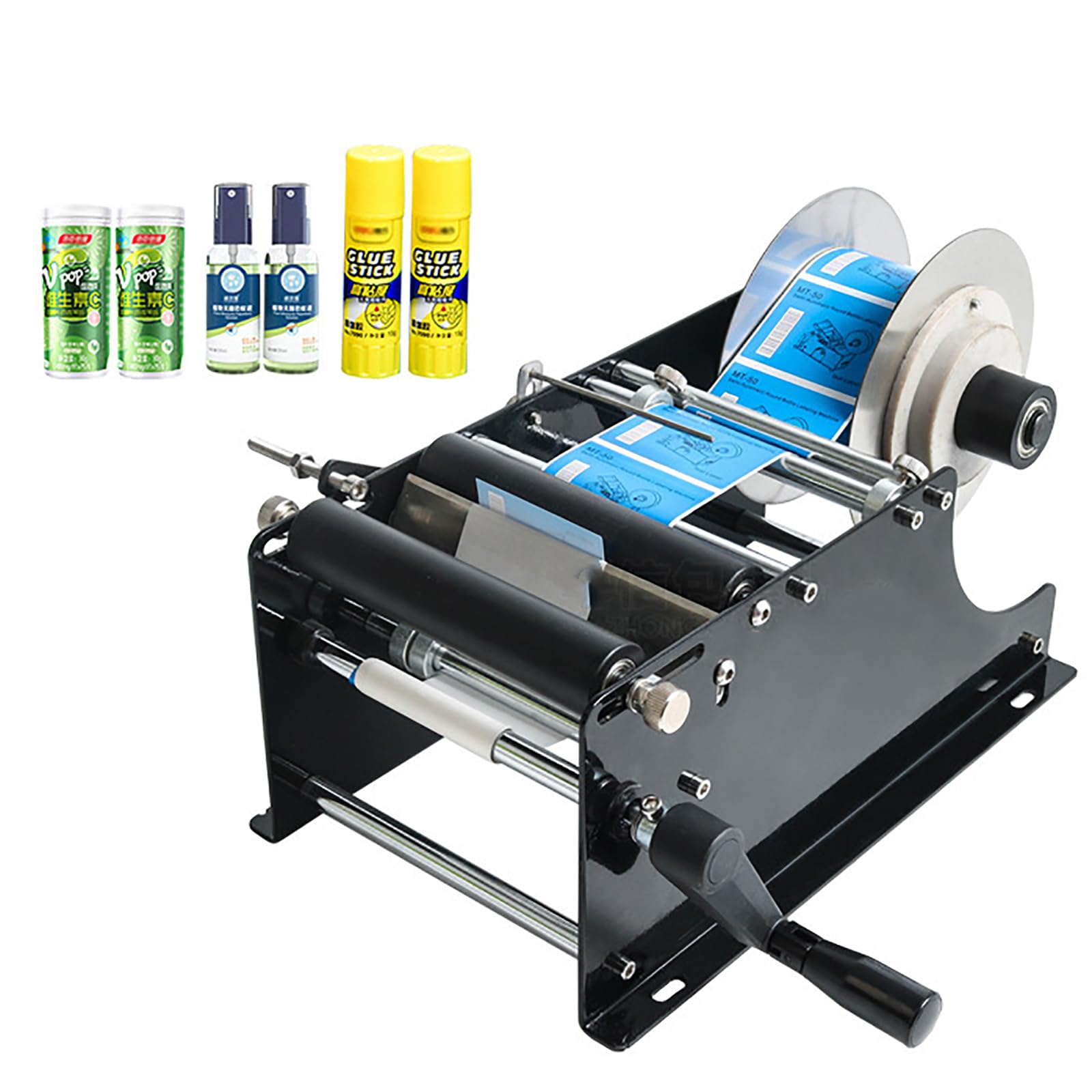 Manual Round Labeling Machine, Round Bottle Labeling Machine, Adjustable Labeler, 30Times/Minute for Bottle Diameter15-120mm, H≤150MM, for Food/Catering/Daily