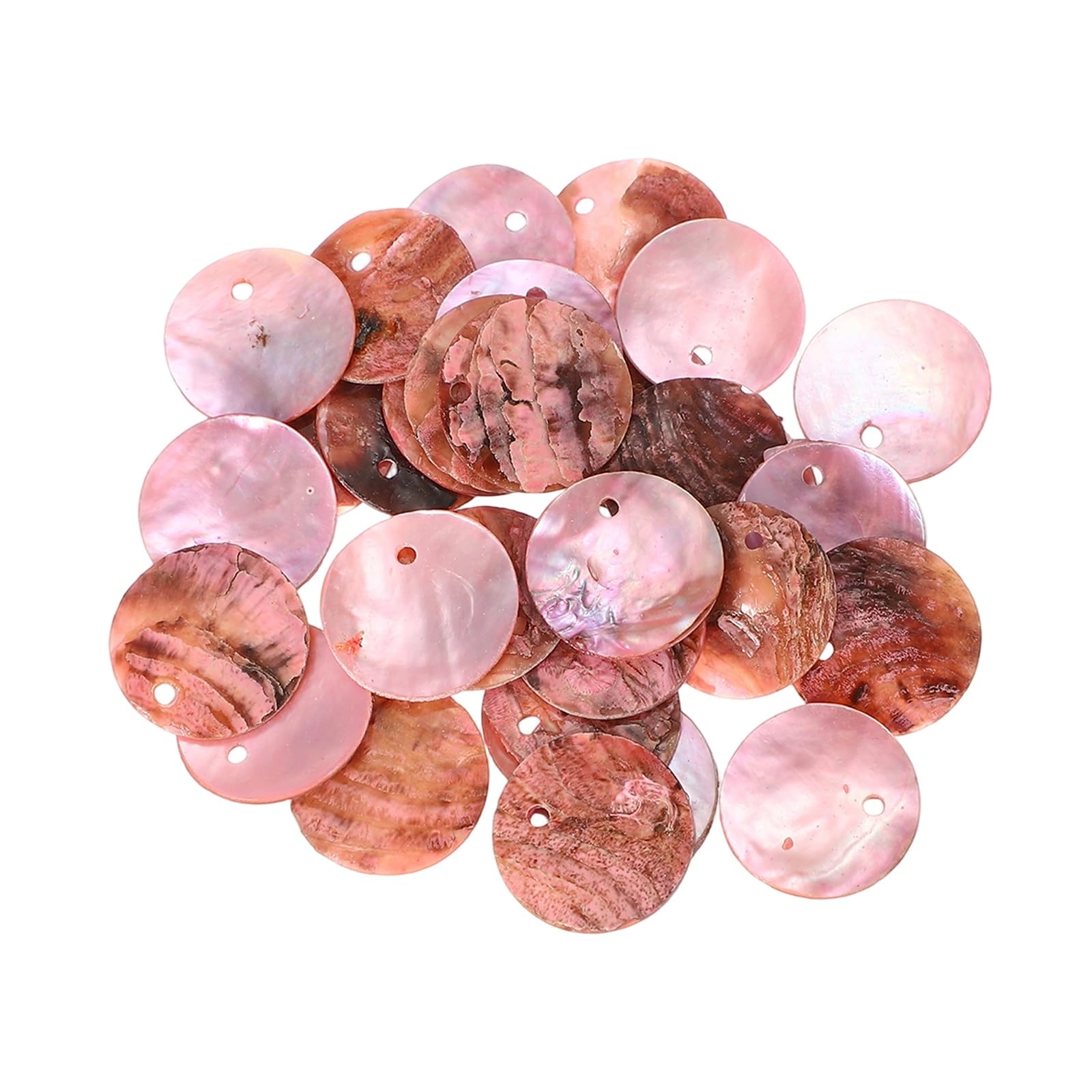 sourcing map 30Pcs Capiz Shells, 1.5cm/0.6" Round Cherry Pink Shells with a Hole for Seashell Wind Chimes Curtain Shell Garland DIY Jewelry Craft Wedding Home Decoration, Cherry Pink