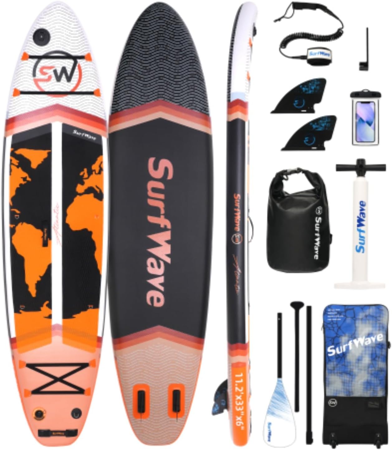 11'x33 x6 Inflatable Stand Up Paddle Board, Surfboard, Surf Paddle Board, Balance Float Board, with Accessories, Universal Travel Board, PVC Brushed Material