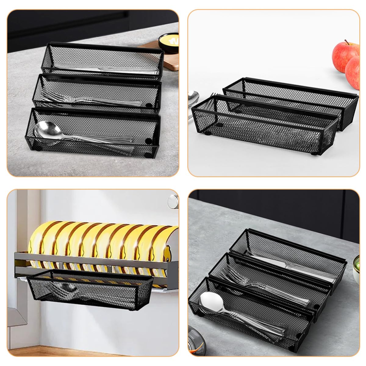 Besteckorganizer aus Metall mit 6 Fächern für Gabeln und Löffel Platzsparendes Design Großer Fassungsvermögen für Küche und Schubladen