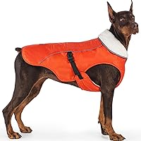 Vista 10 de EMUST Chaqueta de invierno para perro, acogedora chaqueta de perro resistente al viento para clima frío, chalecos de mascotas de color sólido
