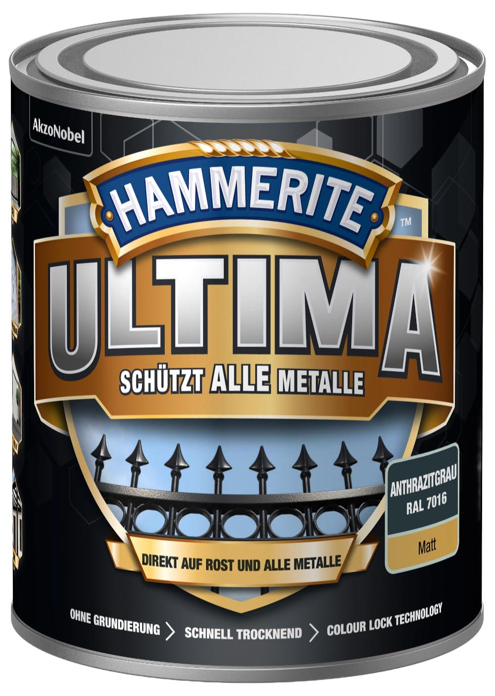 Hammerite Peinture de protection pour métal Ultimate mat gris anthracite ral7016 750 ml