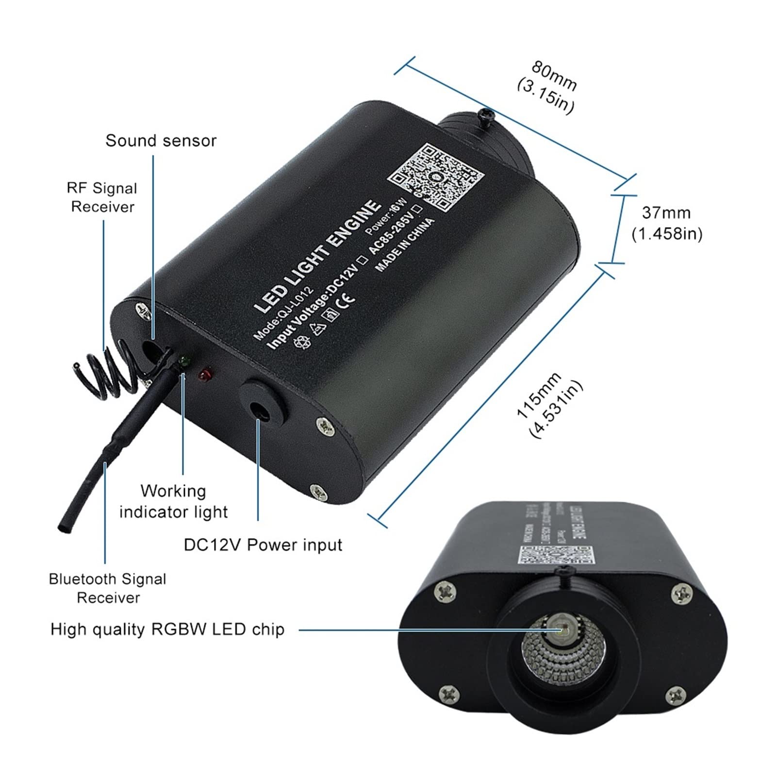 1. 6W LED RGBW. Światłowód Włókno Star Sky Zestaw sufitowy Światło 200 sztuk / 300 400 * 0,7 5mm 2m. Ze smartfonem. Aplikacja Kontroler Bluetooth Wysoka Wydajność(0.75mm 200pcs 2m)