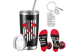 Firefighter Christmas Gift: Tumbler, Socks, Keychain Set