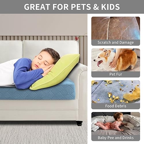 Miniatura 5 de Easy-Going Fundas de cojín de sofá impermeables para sofás y sofás, funda de asiento de sofá de jacquard elástica de repuesto para perros, mascotas