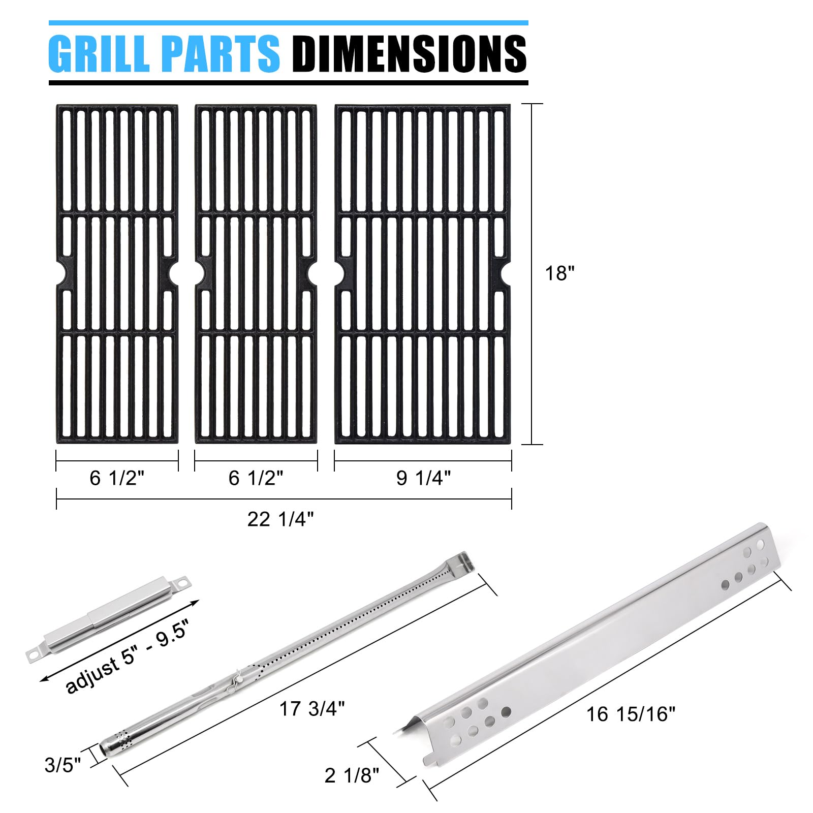Adviace Griglie In Ghisa Per Barbecue Charbroil Performance – Ricambio Per 4 Bruciatori, Set Da 3 Pezzi - 2