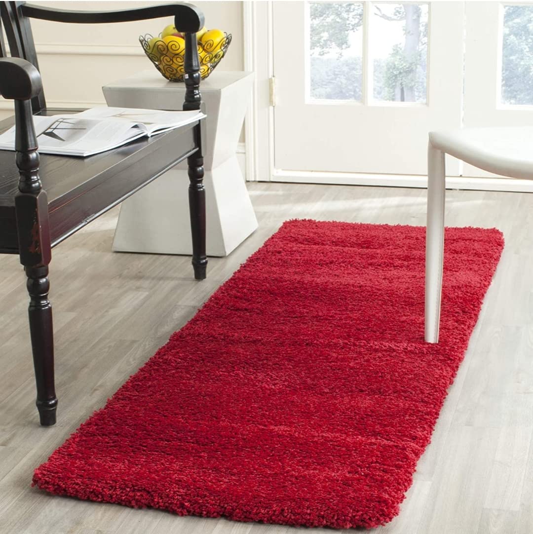 Super Fluffy Carpet Home Decorative Beautiful Colour Soft Shaggy Carpet for Living Room, Bedroom,Hallway,Office, Kids Room, Dining Room, Guest Room (RED, 2X6 FEET Runner)