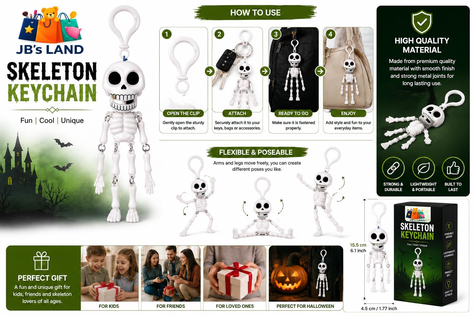 Funny Skeleton Keychain - Movable Joints -4