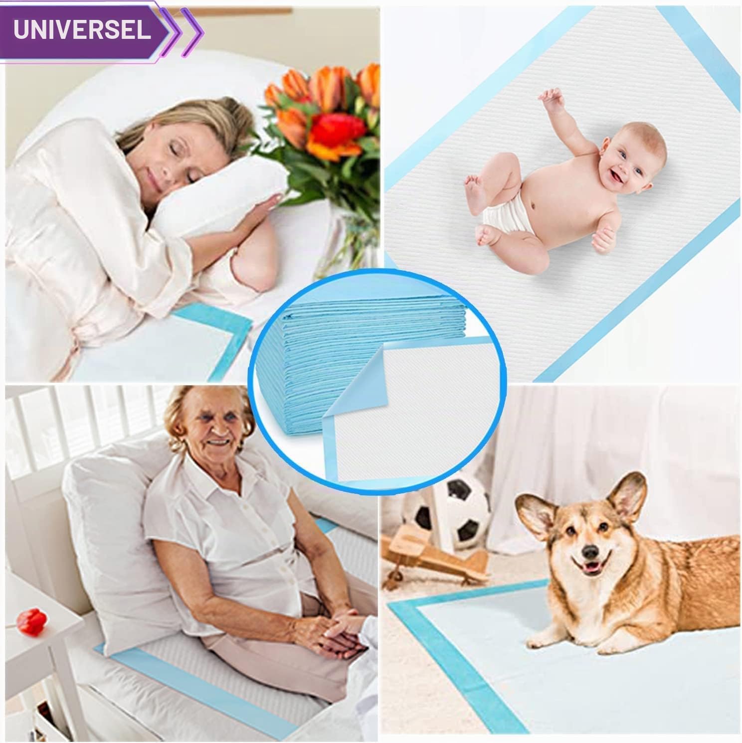 120 Alèses Jetables Ultra-Absorbantes pour Incontinence, 40x60 cm – Imperméables, Hypoallergéniques et Douces – Protection Efficace pour Lits et Sièges – LPM