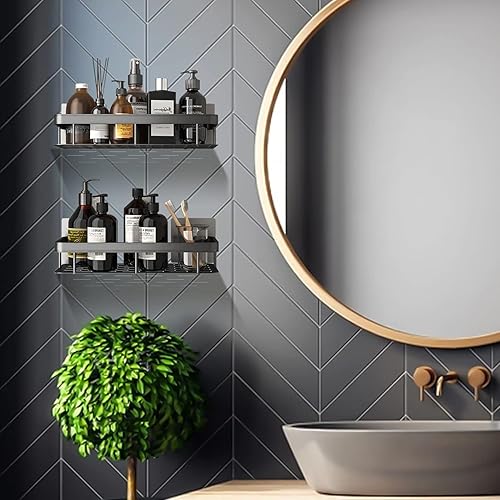 Miniatura 2 de YINAFU Estante de ducha para baño organizador de ducha paquete de 2 unidades sin perforación cesta de ducha adhesiva sin rastros para baño cocina