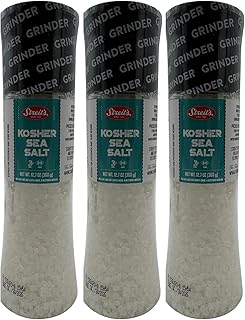 Streit's Kosher Salt Grinder - Coarse Grain, Kosher Certified, Suitable for Passover, No MSG Added, Refillable Grinder, Family Owned (12.7oz, Pack of 3)