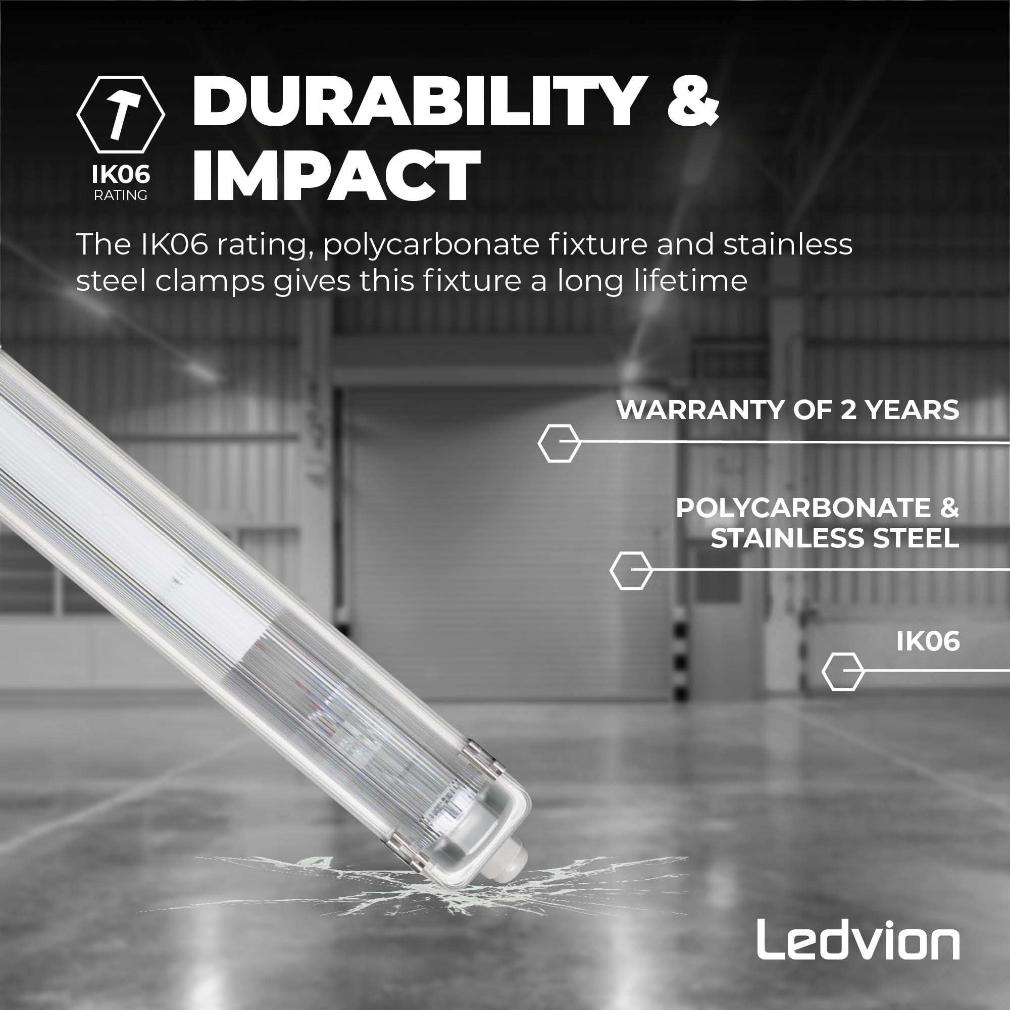 Ledvion - Boîtier de Reglette, 150cm, IP65, Sans tube LED, éclairage de garage, entrepôt, d'atelier, lampe de cave