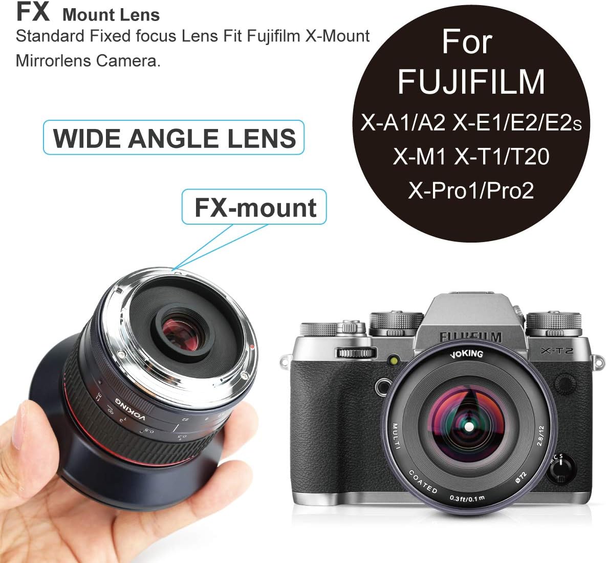 Lіmіtеd Stосk Voking 12mm f2.8 Ultra Wide Angle Fixed APS-C Lens with Removeable Hood fit Fujifilm X Mount Mirrorless APS-C Camera X-T3 X-T100 X-Pro2 X-T1 X-T2 X-T4 X-T10 X-T20 X-A2 X-E2 X30 X-M1 XPro1 X-T200 X-S10