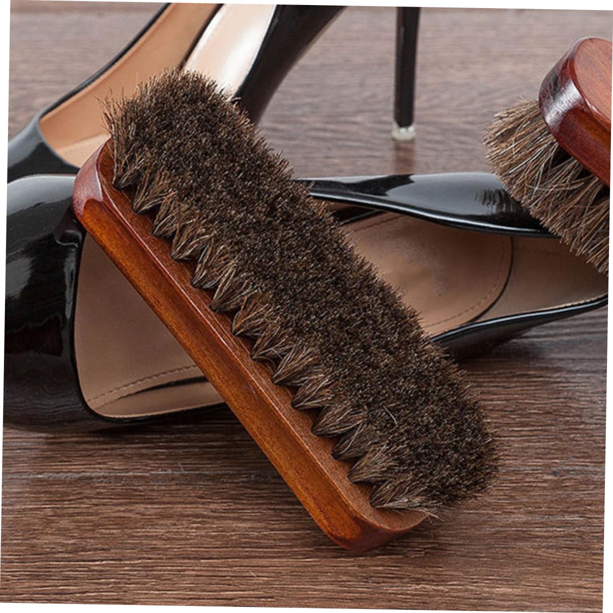 CALLARON Cepillo De Madera para Pelo De Caballo De Betún para Zapatos Cepillo De Limpieza Cepillos para Cepillo De Crin para Lustrar Cepillos 2 Piezas x 5