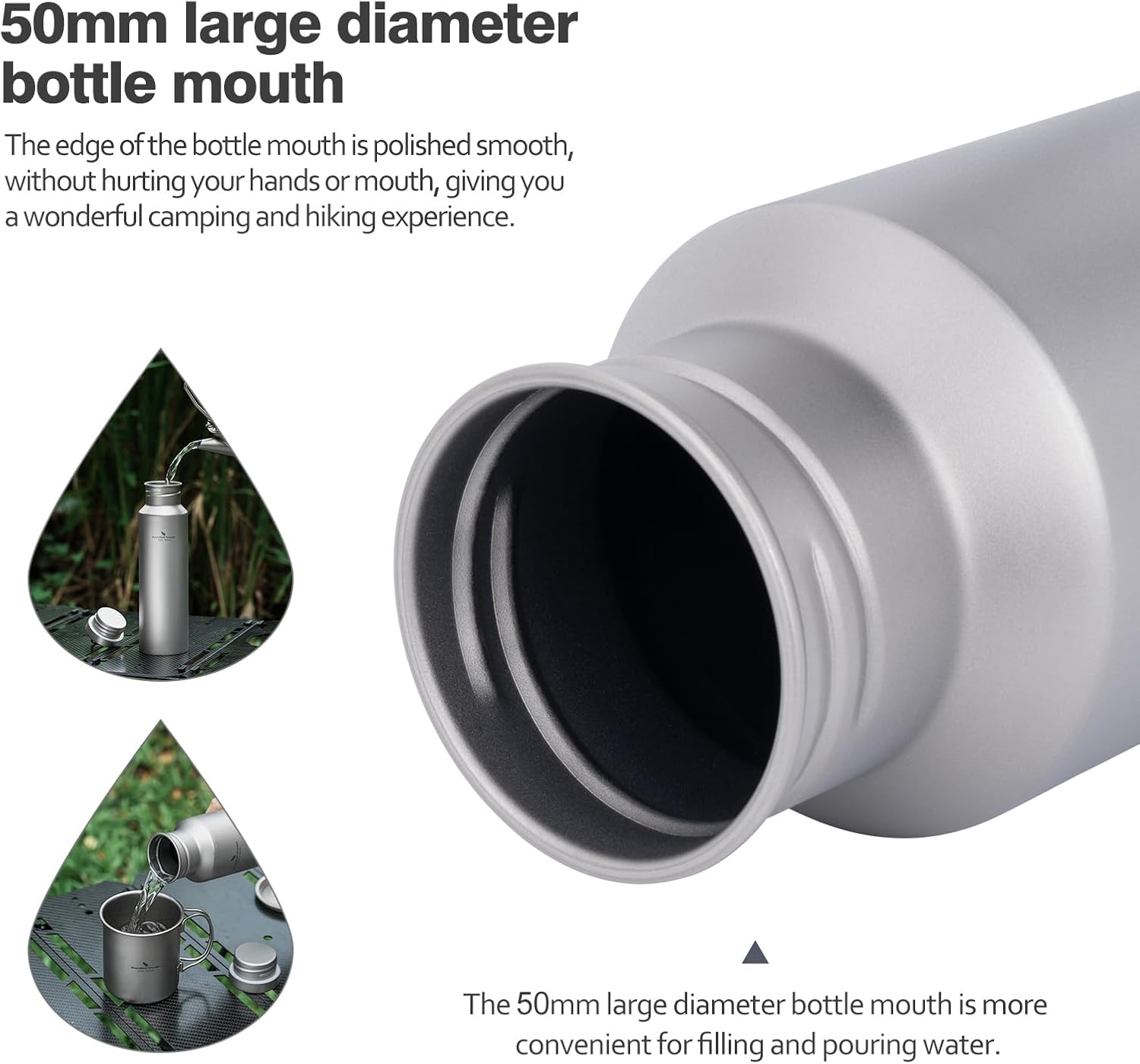 Boundless Voyage Titanium Water Bottle with Lid Wide Mouth Leak-Proof Reusable Sport Drinking Bottle for Camping Hiking Climbing Running Tea Coffee (550ml) - Image 7