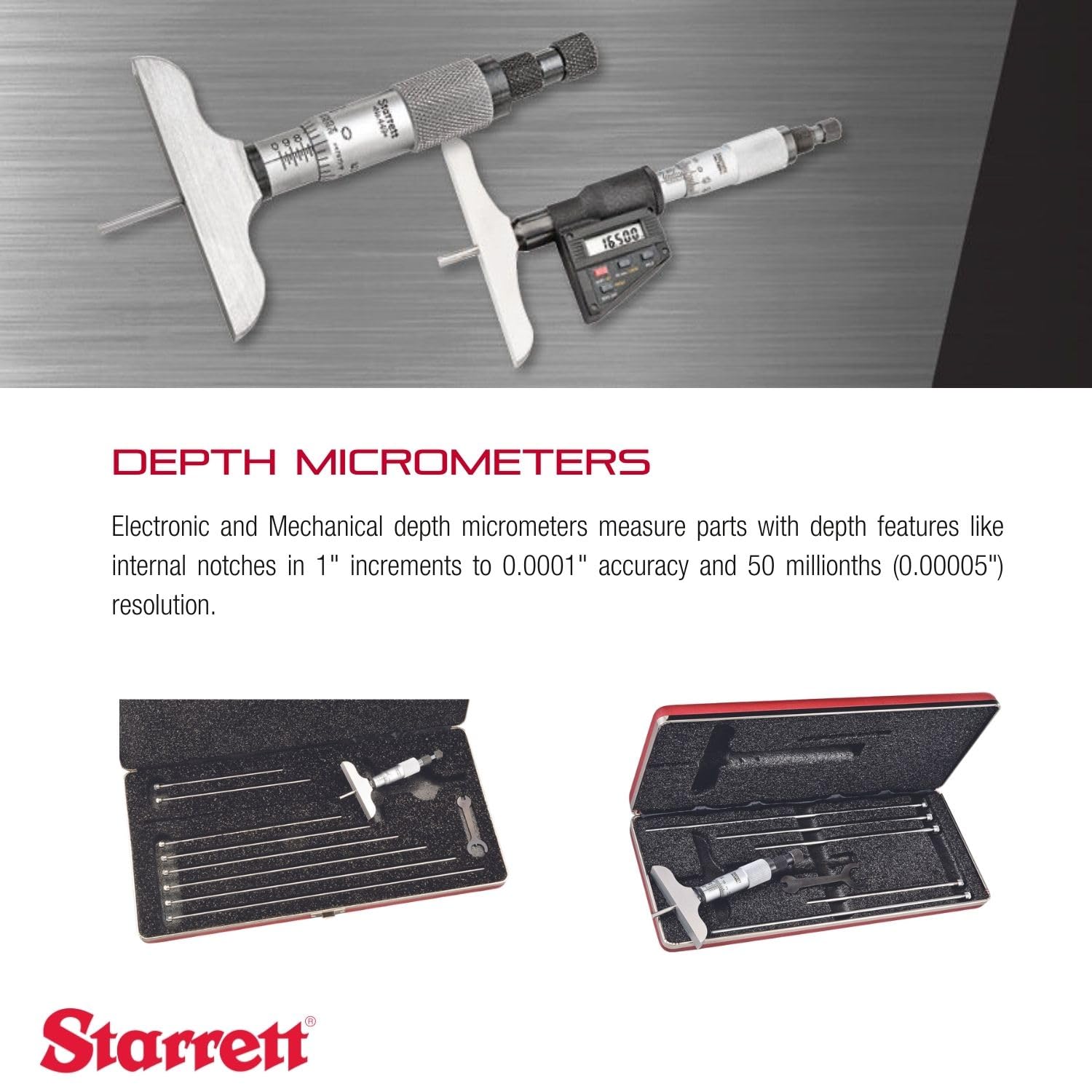 Starrett Imperial Vernier - Medidor de profundidad micrómetro