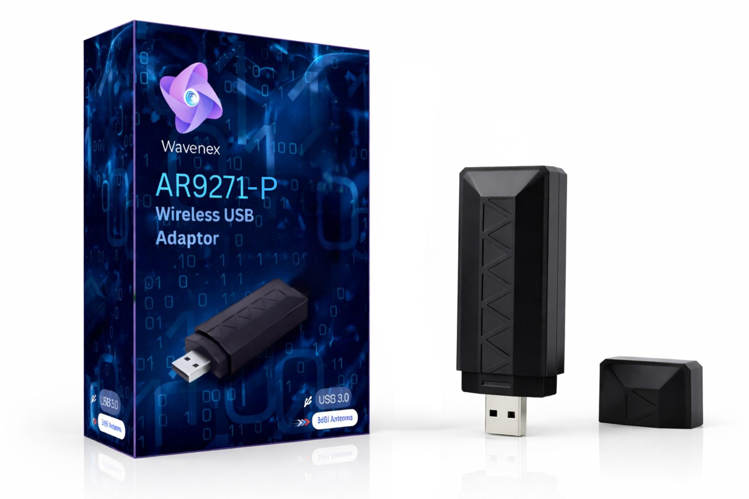 wavenex atheros ar9271-p portable version 150mbps built-in 4dbi antenna wireless usb wifi adapter for windows 8/10/11 and kali linux (monitor mode and packet injection supported)