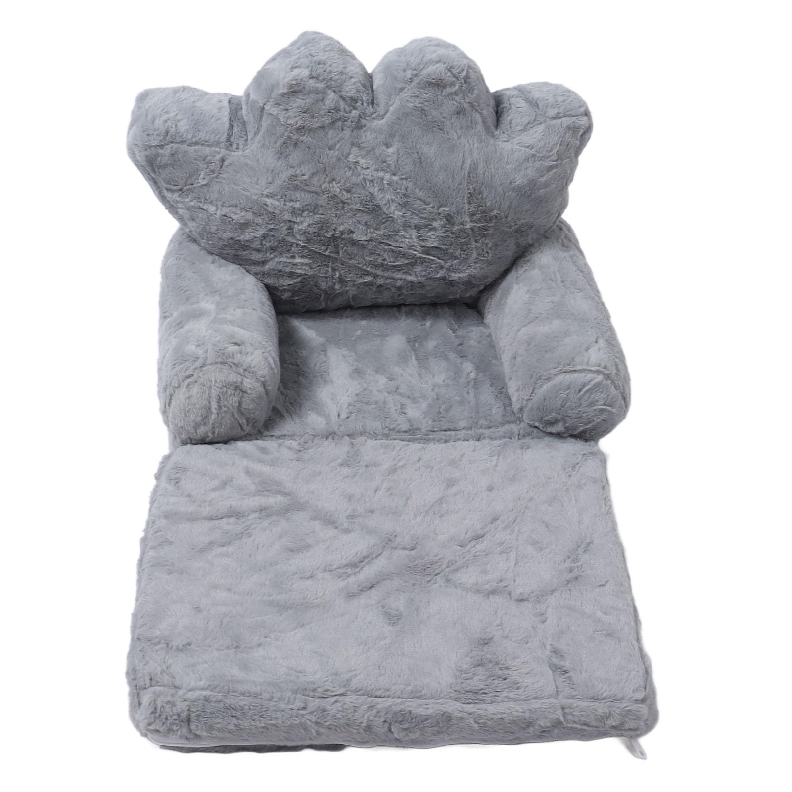 Cojín de Asiento Plegable, Cojín de Silla para Niña, Princesa, sofá Infantil Pequeño con Respaldo en Piel de Conejo Gris (2 Niveles)