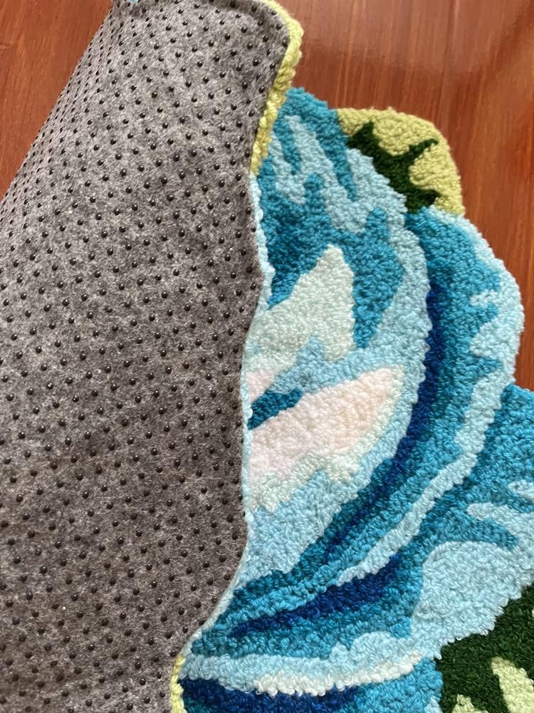 Judy Dre am Blue Rose Flower Shaped Area Rug for Bathroom Kitchen Bedroom,Plush Washable Toilet Rugs,Soft Floral Non-Slip Bath Mat